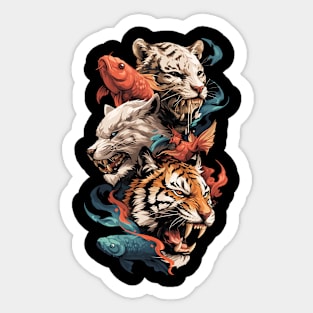 big cats and koi fish Sticker